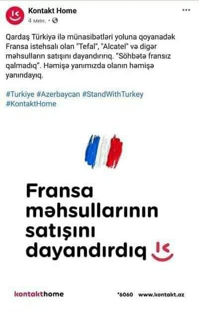 "Kontakt Home" da Fransa məhsullarını boykot etdi - <font color="red">FOTO</font>