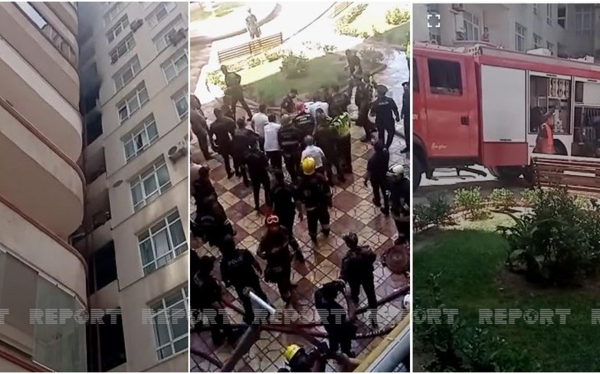 5 nəfər xəsarət alıb - Bakıda yanan binadan FOTOLAR