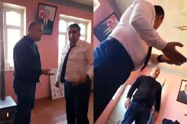 Biləsuvarda məktəb direktoru ilə müəllim arasında ƏLBƏYAXA DAVA - VİDEO
