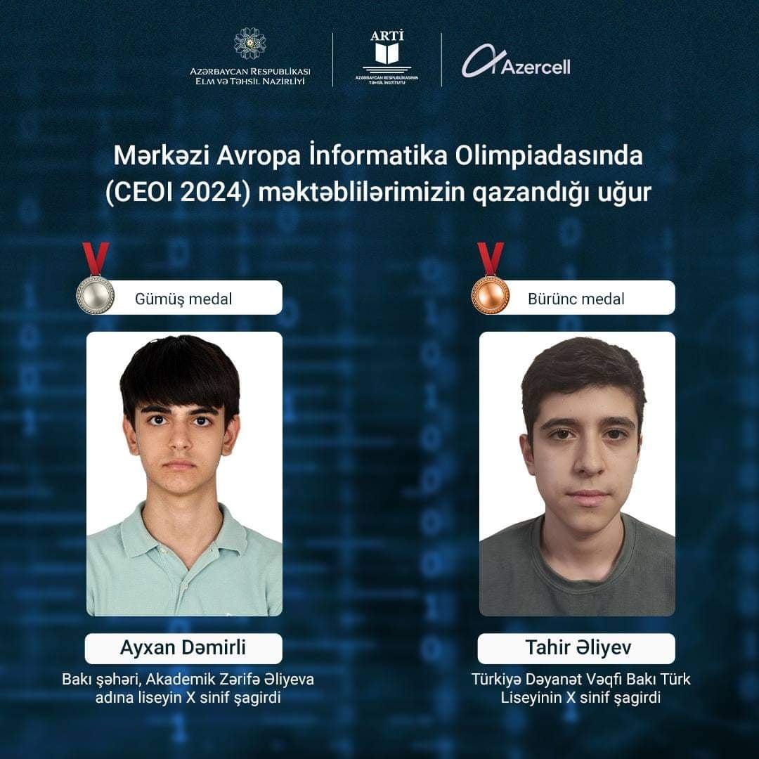 Məktəblilərimiz olimpiadada gümüş və bürünc medal qazandılar