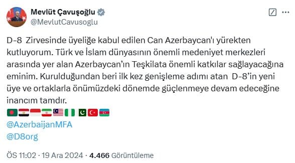 Mövlud Çavuşoğlu Azərbaycanı təbrik etdi - <span style="color:#ff0000">FOTO</span>