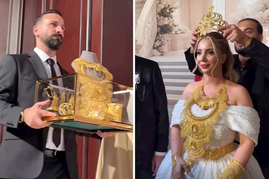 Toyunda blogerin üstünə 5 kiloqram qızıl taxdılar &ndash; <span style="color:#ff0000">FOTO/VİDEO</span>