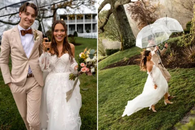 Bəy və gəlin güclü qasırğadan qorxmayaraq rəqs etdilər - VİDEO