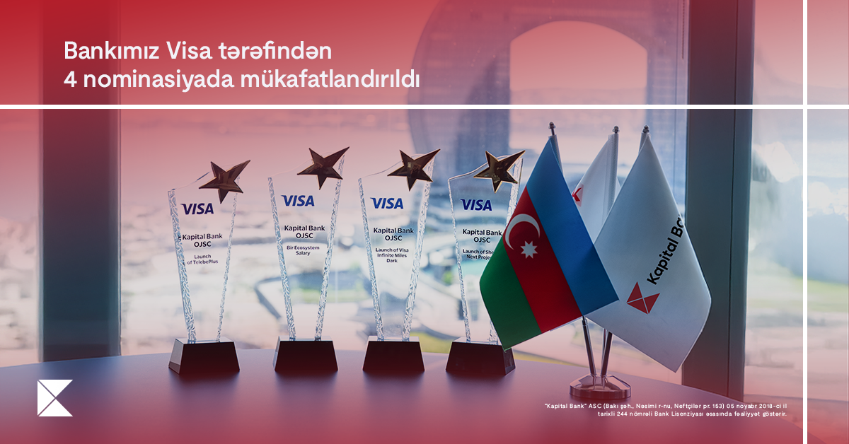 "Kapital Bank" "Visa" şirkəti tərəfindən 4 mükafata layiq görüldü