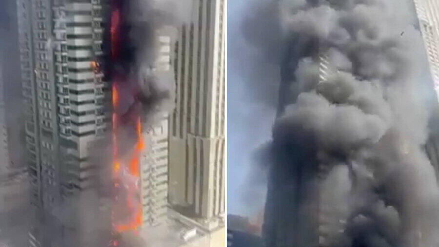 Dubaydakı göydələndə güclü YANĞIN - FOTO