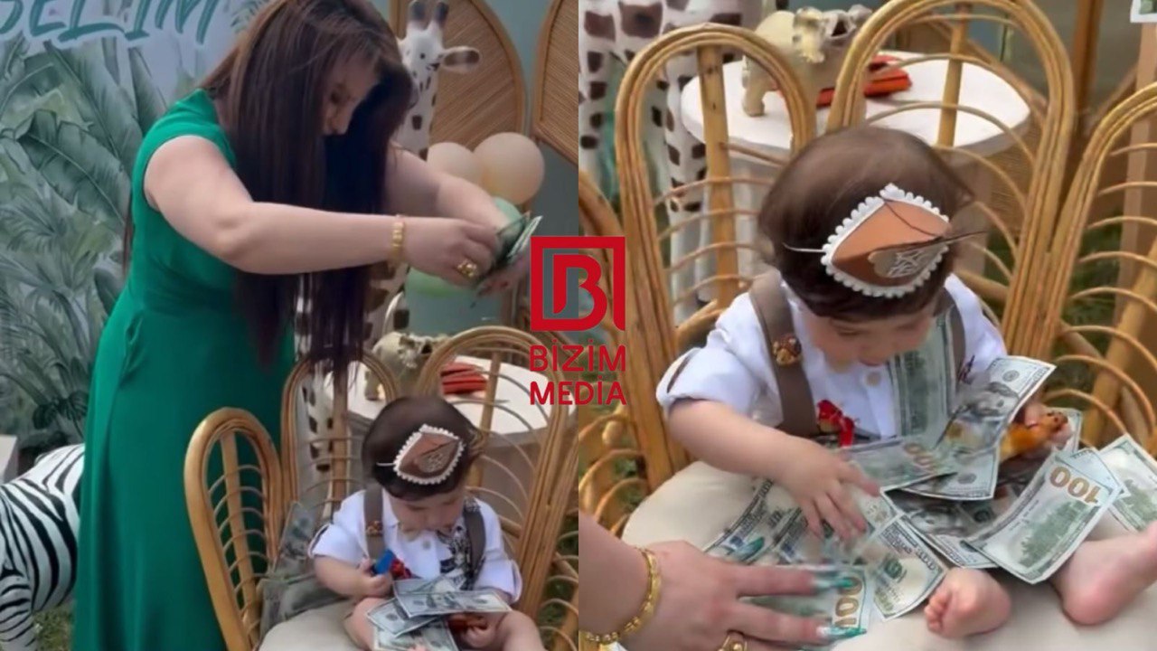 Nüşabə nəvəsini dollar <span style="color:#ff0000">YAĞIŞINA TUTDU &ndash; VİDEO</span>