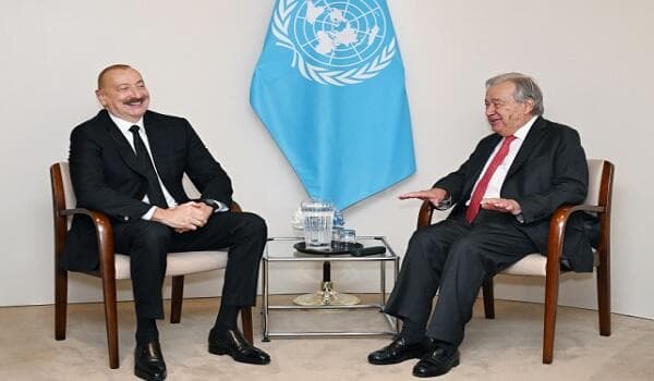 
İlham Əliyev BMT baş katibi ilə görüşdü -<span style="color:#ff0000"> FOTO</span>