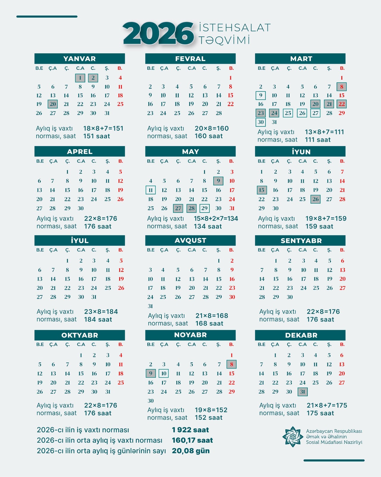 Azərbaycanda 2026-cı ilin qeyri-iş günləri məlum oldu - RƏSMİ