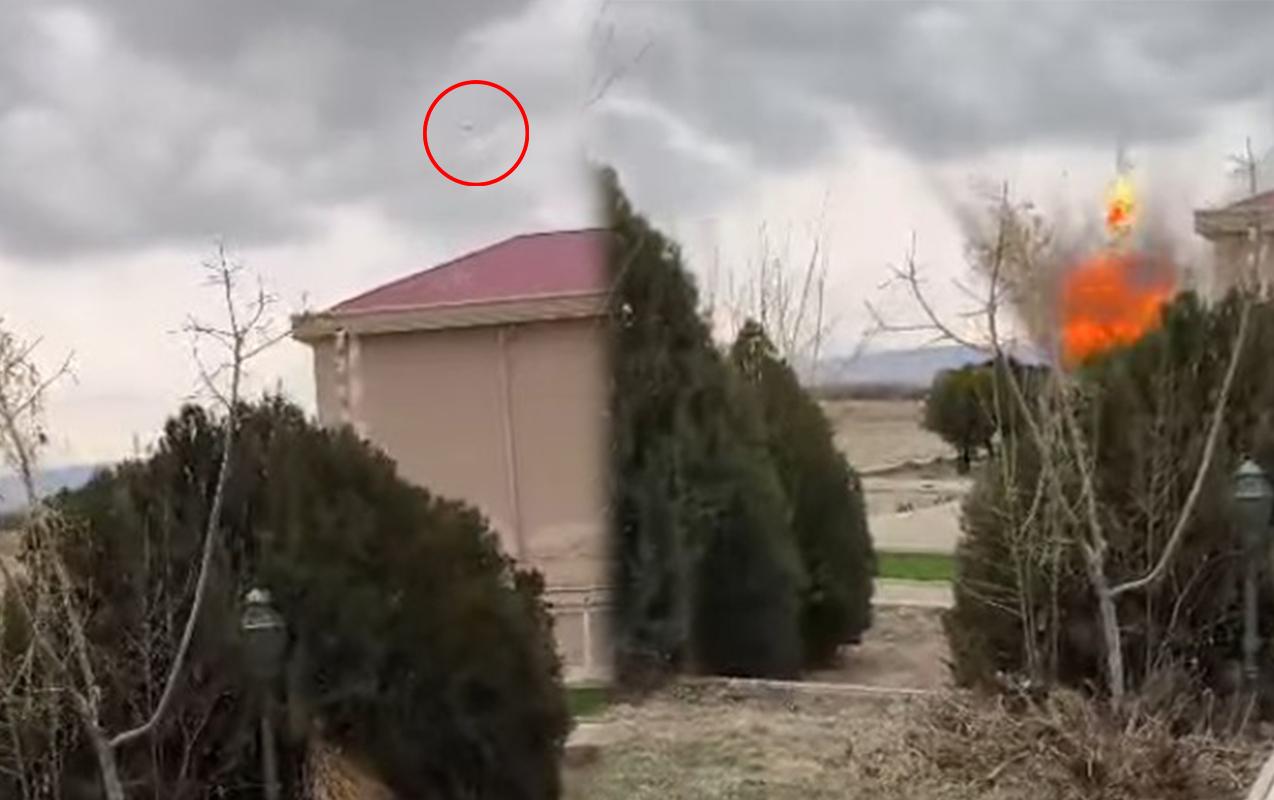 Dron məktəbin yaxınlığına belə düşüb- Həmin anın videosu