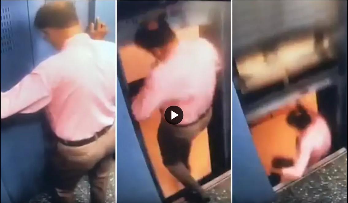 Liftdə dəhşətli hadisə - Son anda xilas oldu - VİDEO