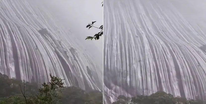 Güclü yağışdan sonra dağ şəlaləyə çevrildi