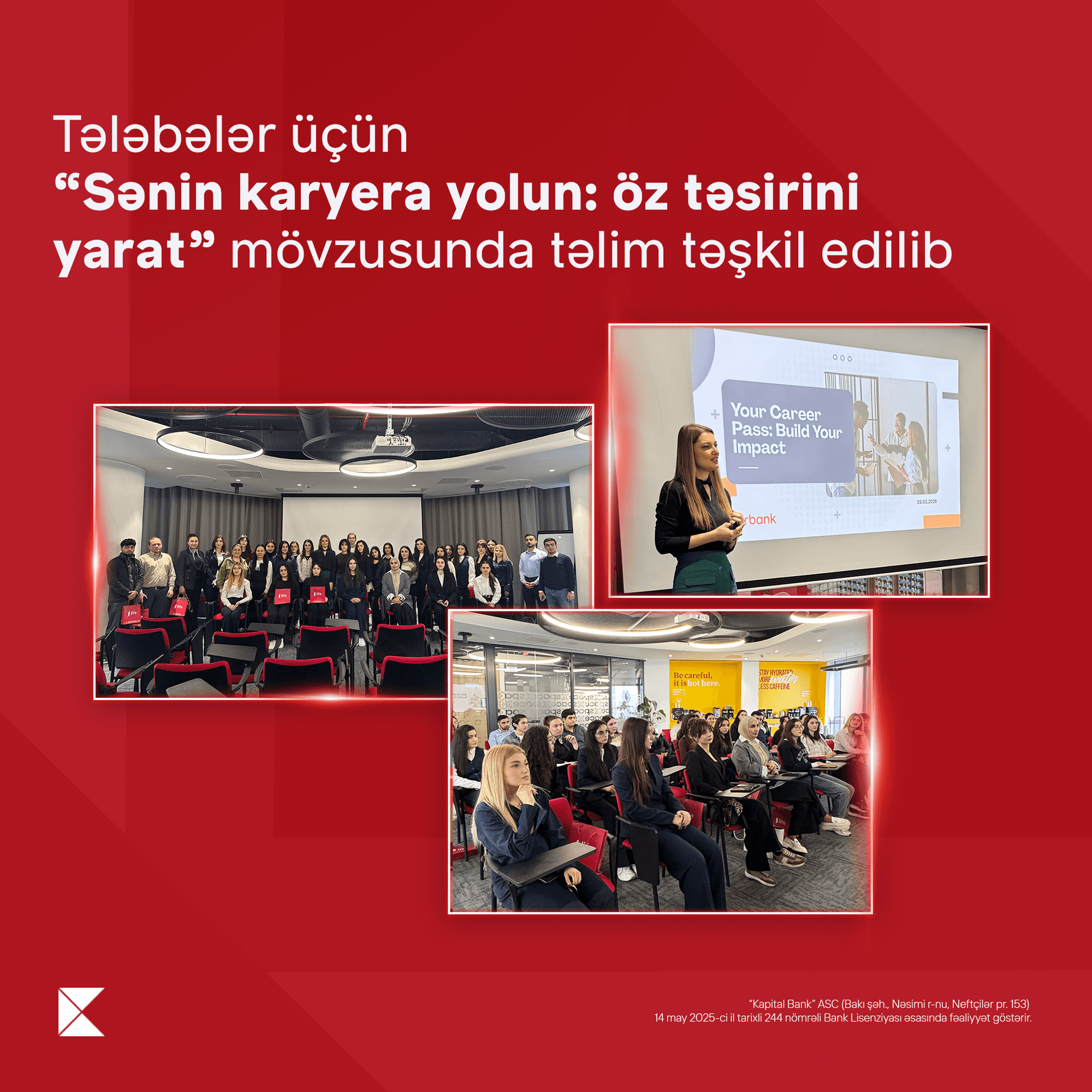 Bu tələbələr üçün "Sənin karyera yolun: öztəsirini yarat" mövzusunda təlim keçirilib