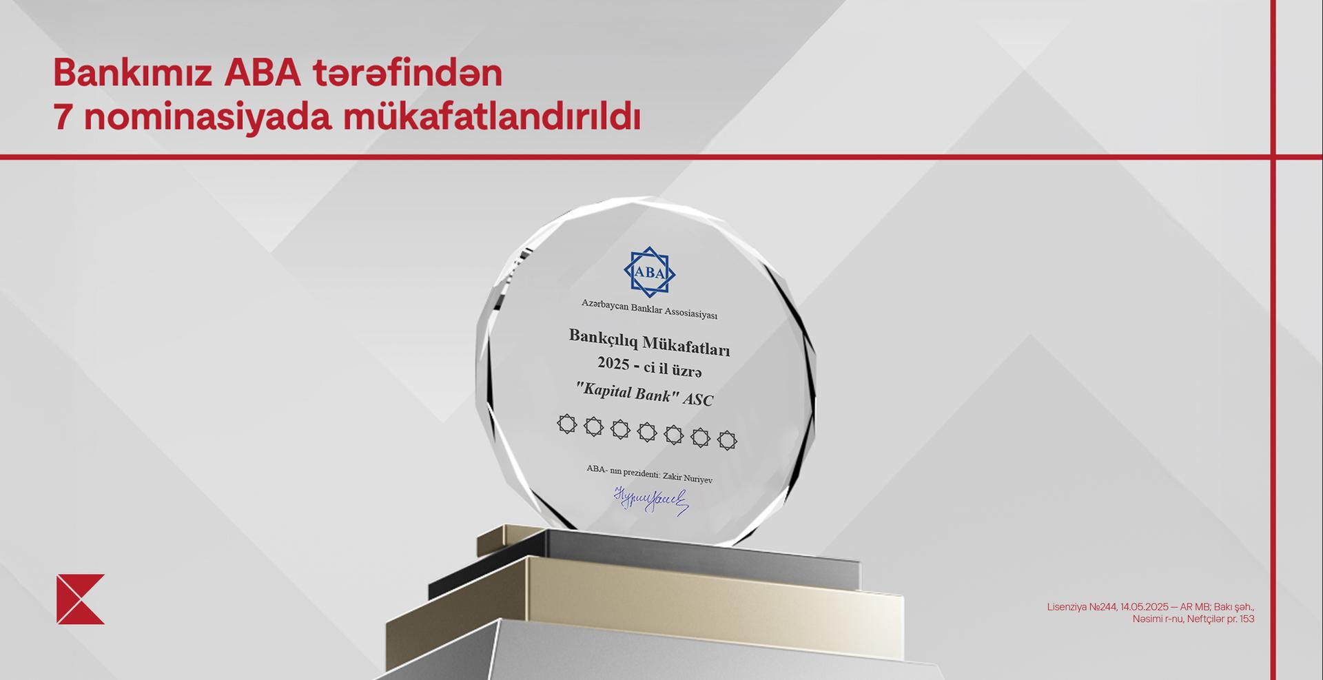 Kapital Bank 7 nominasiya üzrə mükafatlandırıldı