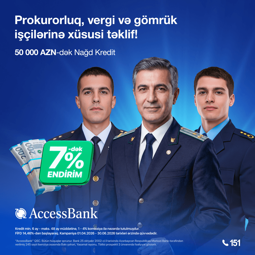 AccessBank müxtəlif peşə sahibləri üçün Nağd Kredit üzrə 7%-dək endirim kampaniyasının müddətini uzatdı