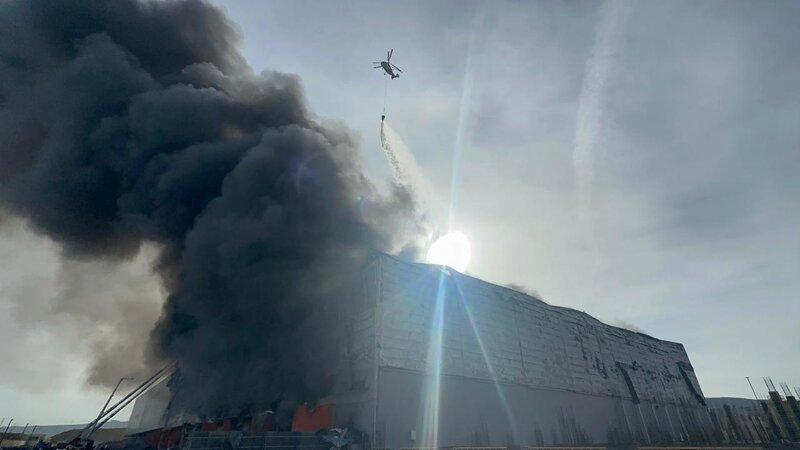 Bakıda güclü yanğın: Helikopter cəlb edildi - VİDEO