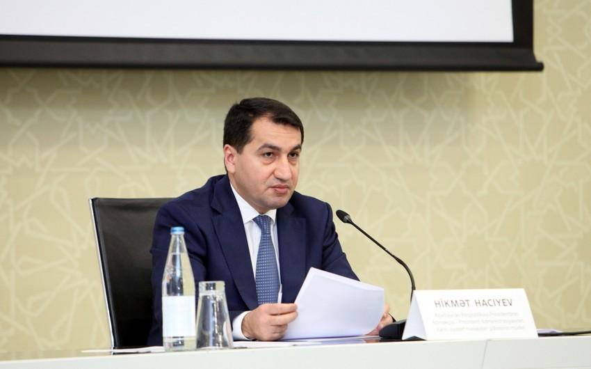 Hikmət Hacıyev: \"Qarabağın erməni sakinlərinə bundan sonra da ərzaq yardımı göstəriləcək\"