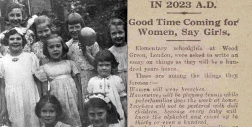 Britaniyalı məktəbli qızlar dünyanın necə olacağını 100 il əvvəl proqnozlaşdırıblar - FOTO