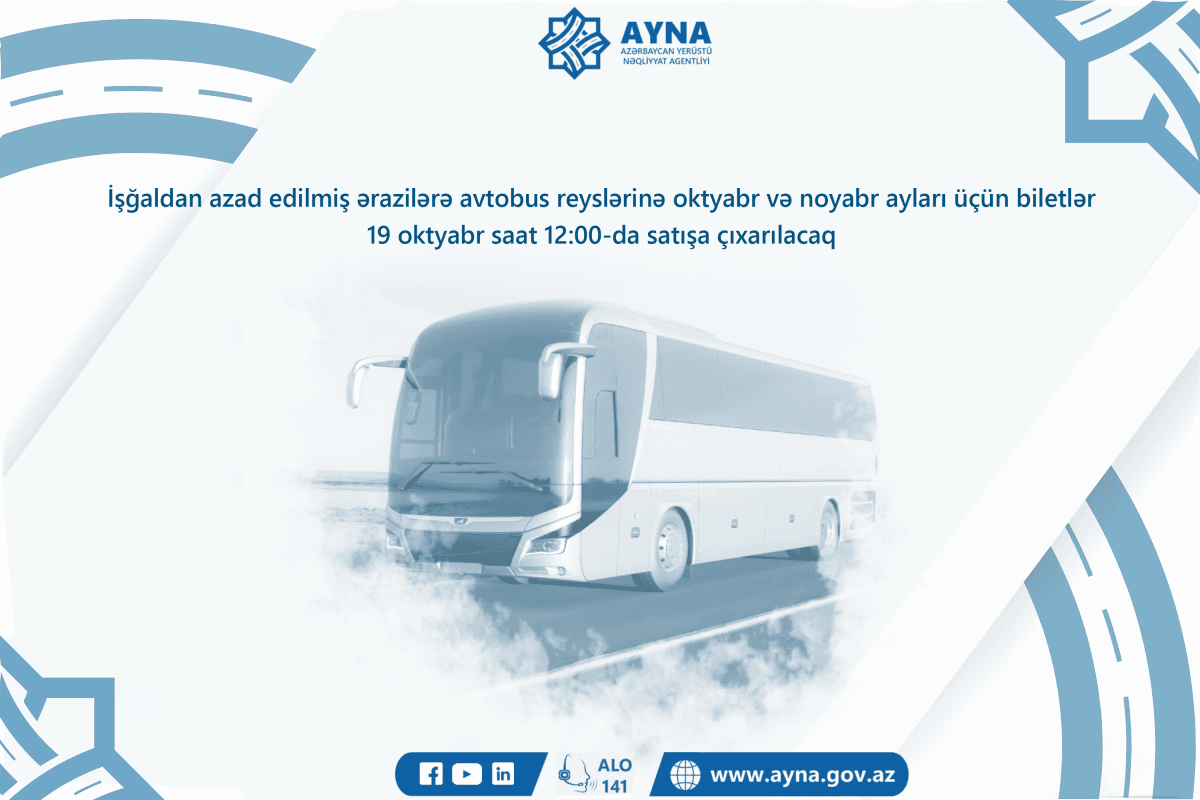 Qarabağa avtobus reyslərinə oktyabr-noyabr ayları üçün biletlər satışa çıxarılır