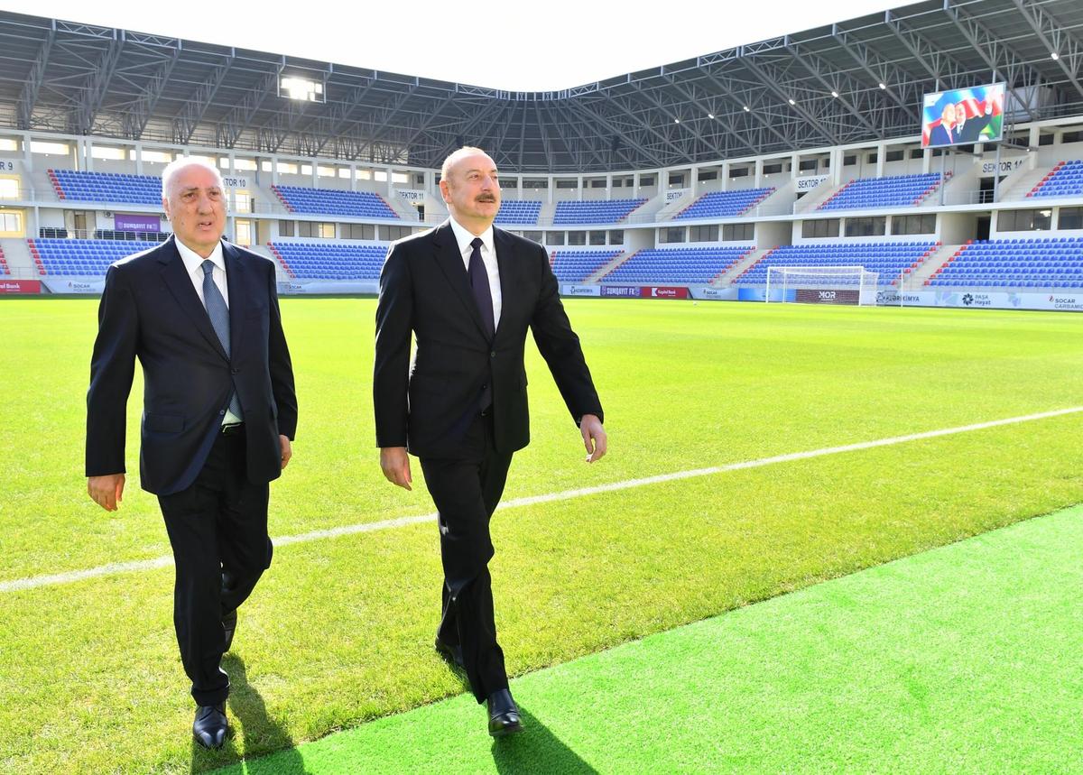 Prezident Sumqayıt şəhər stadionunda - YENİLƏNDİ + FOTO