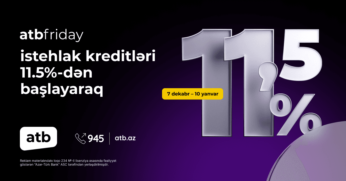 Azər Türk Bank “atb friday” kampaniyasının müddətini uzatdı Azər Türk Bank “atb friday” kampaniyasının müddətini uzatdı