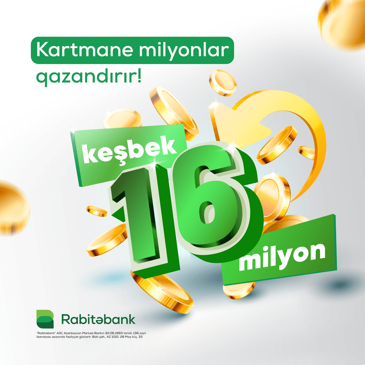 Rabitəbank müştəriləri 16 milyon manatdan artıq keşbek qazanıblar