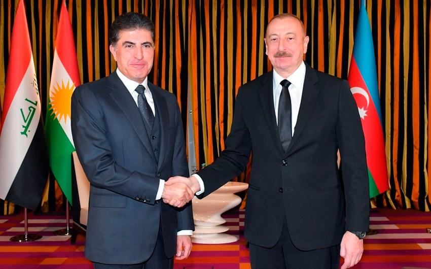 Azərbaycan Prezidenti ilə İraq Kürdüstan Regionunun Başçısının görüşü oldu - FOTO