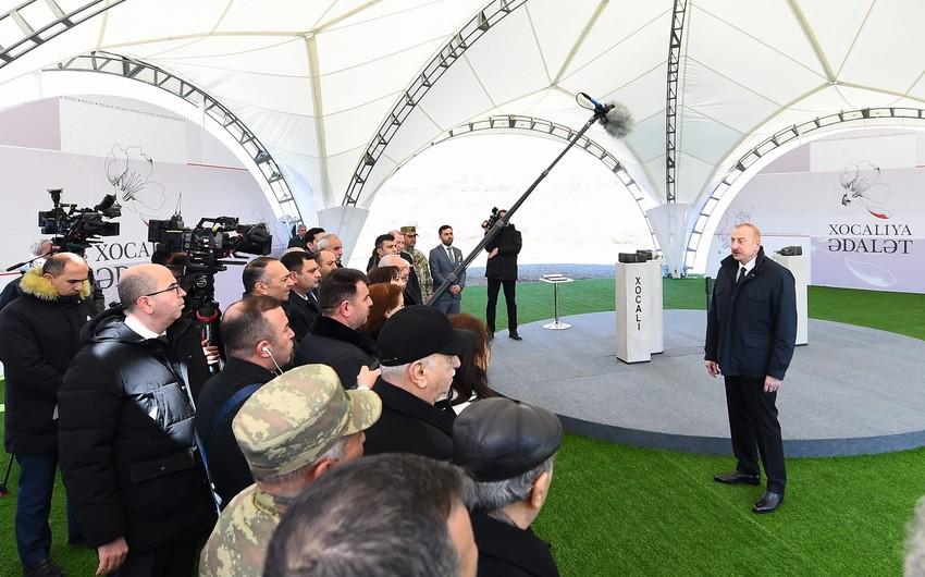 Prezident: \"Bu gün Xocalıda olmağımız tarixi ədalətin tam bərpası deməkdir\"