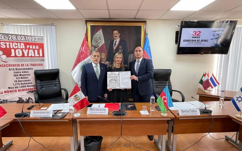 Peru Konqresi Xocalı Soyqırımının ildönümü ilə bağlı bəyanat QƏBUL ETDİ