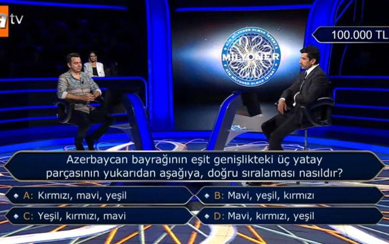 “Kim milyoner olmak ister”də Azərbaycan bayrağı ilə bağlı sual verildi - VİDEO