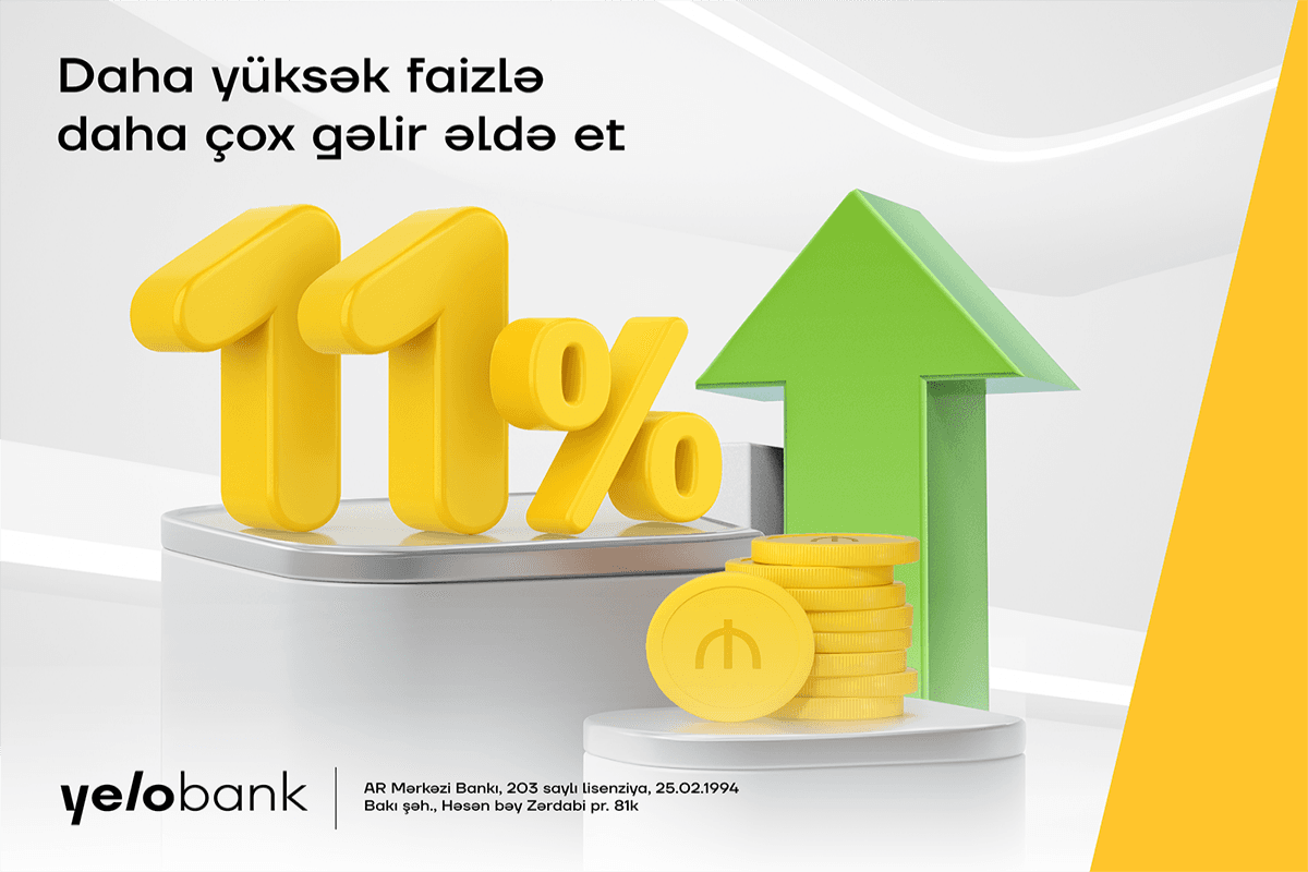 Yelo Bank-da əmanət yerləşdir, 11% gəlir qazan