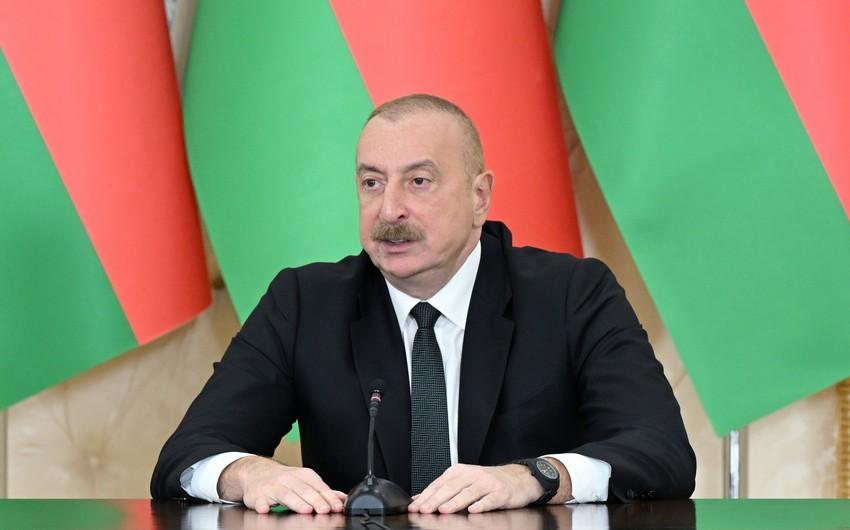 İlham Əliyev: \"Azad edilmiş ərazilərin bərpasında Belarus şirkətlərinin iştirakına şad olardıq\"