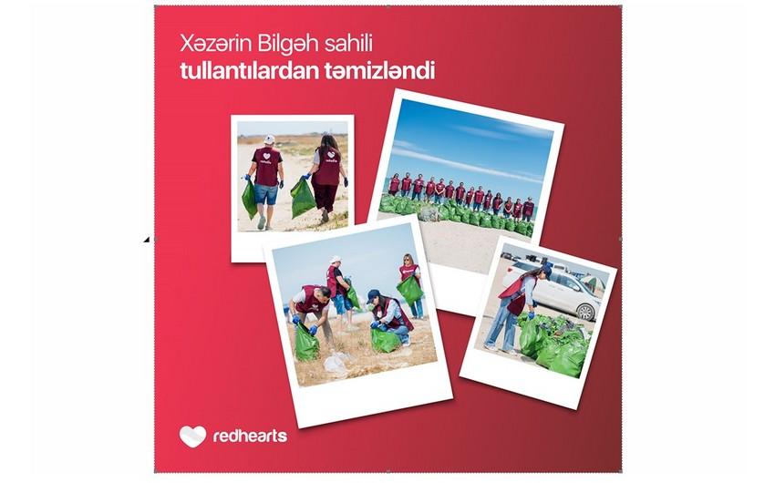 “Qırmızı Ürəklər” könüllülərinin iştirakı ilə Xəzərin Bilgəh sahili tullantılardan təmizlənib