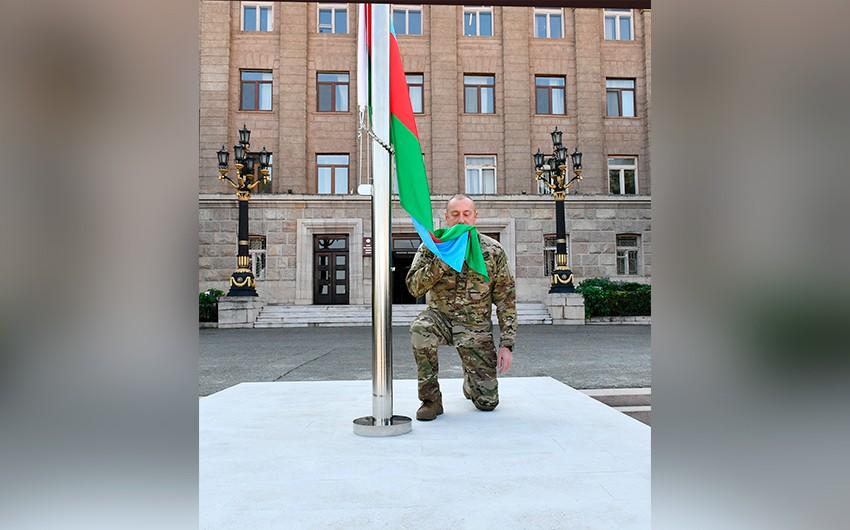 Xankəndi şəhərində qaldırılan üçrəngli bayrağımız əbədi dalğalanacaq