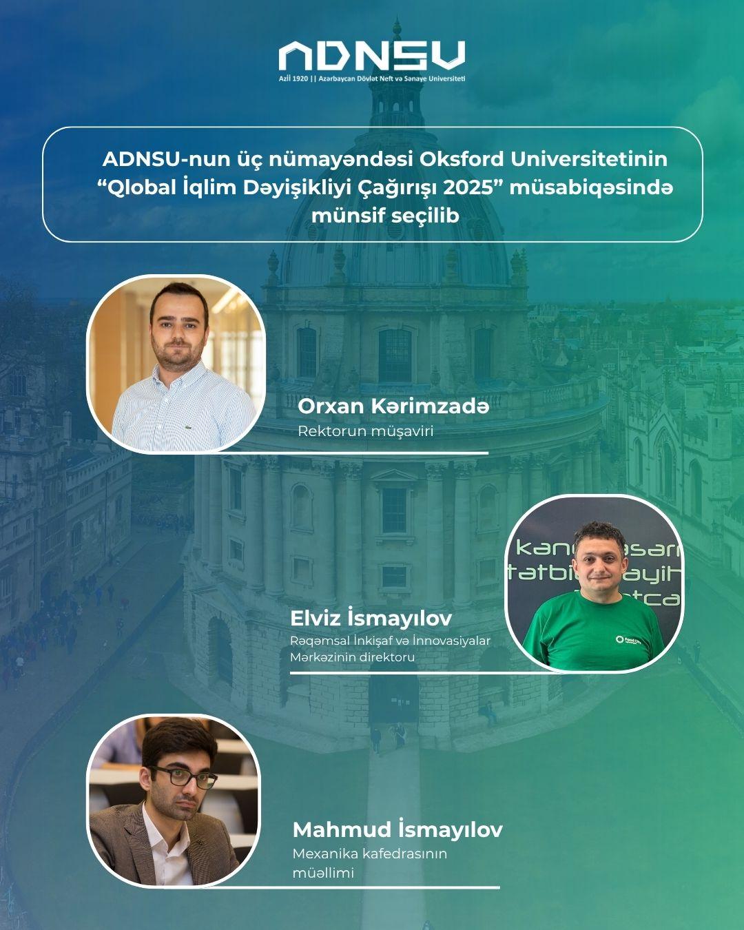 ADNSU-nun üç əməkdaşı Oksford Universitetinin müsabiqəsində münsif seçilib