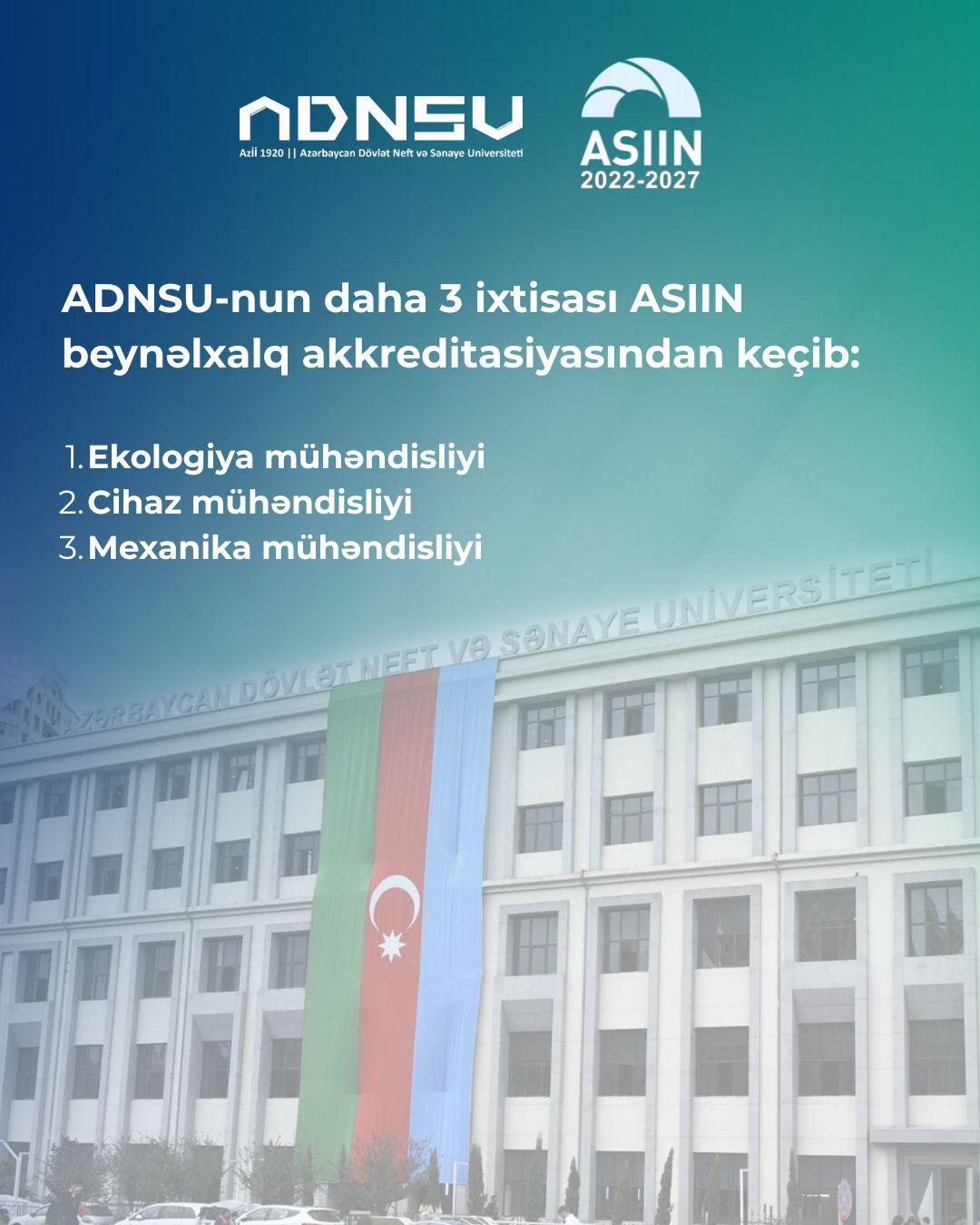 ADNSU-nun daha 3 ixtisası ASIIN beynəlxalq akkreditasiyasından keçib