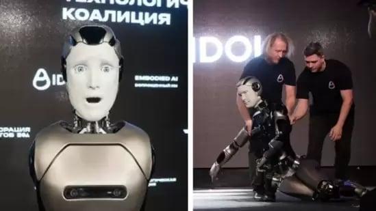 Rusiyanın ilk insanabənzər robotu yıxıldı – VİDEO
