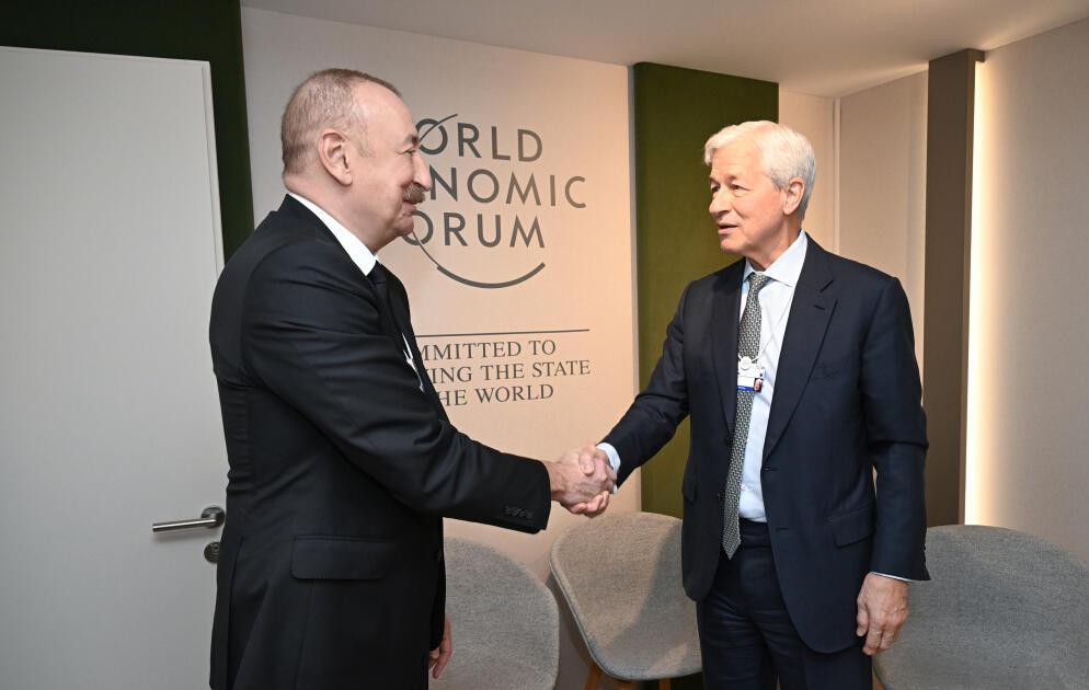 Prezident Davosda Ceymi Daymonla görüşdü - FOTO