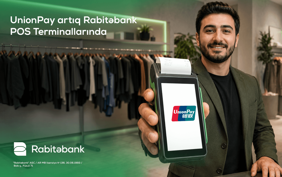 Rabitəbank POS-terminal şəbəkəsində UnionPay kartlarının qəbuluna başladı Rabitəbank POS-terminal şəbəkəsində UnionPay kartlarının qəbuluna başladı