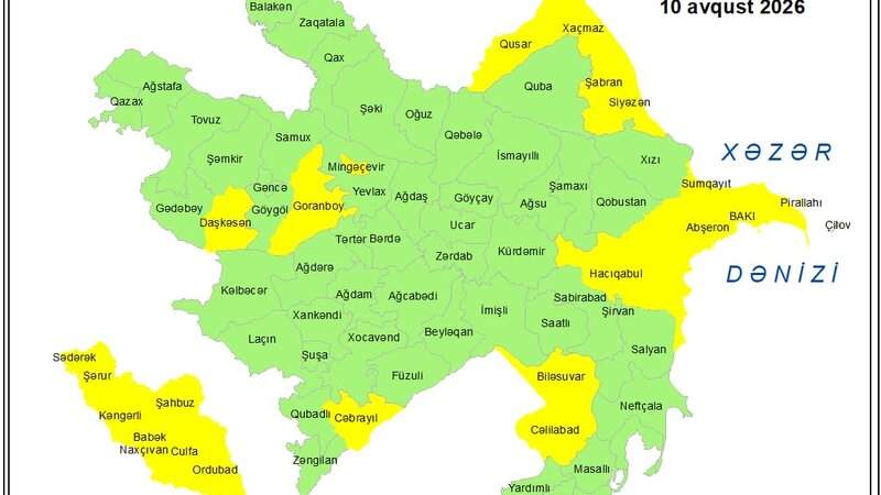 Küləkli hava şəraiti ilə bağlı sarı xəbərdarlıq verildi Küləkli hava şəraiti ilə bağlı sarı xəbərdarlıq verildi