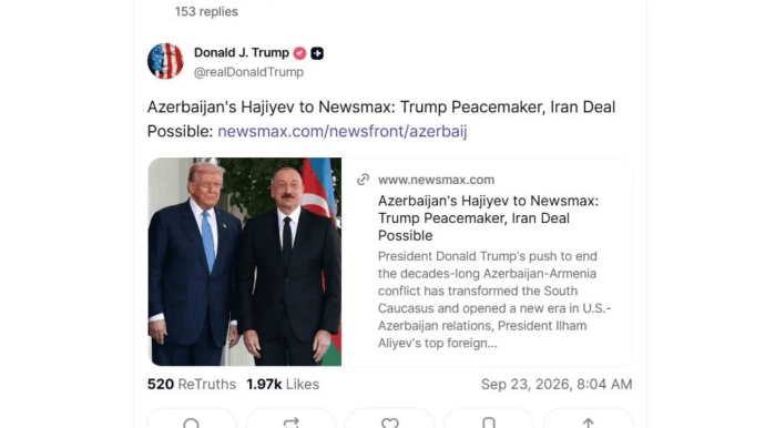 Tramp Hikmət Hacıyevin müsahibəsini paylaşıb - FOTO Tramp Hikmət Hacıyevin müsahibəsini paylaşıb - FOTO