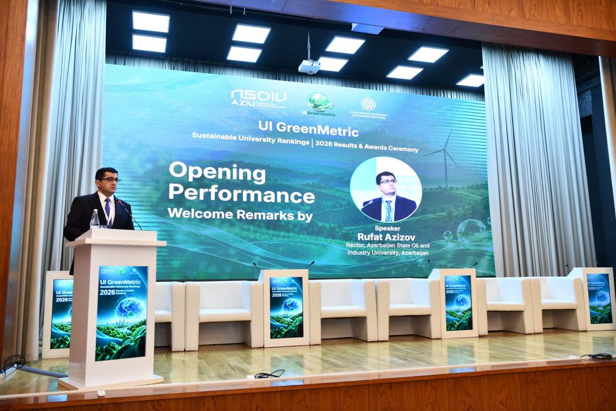 ADNSU-da “UI GreenMetric Dayanıqlı Universitetlərin Reytinqi: 2026-cı il üzrə nəticələr və mükafatlandırma mərasimi”nə start verilib ADNSU-da “UI GreenMetric Dayanıqlı Universitetlərin Reytinqi: 2026-cı il üzrə nəticələr və mükafatlandırma mərasimi”nə start verilib
