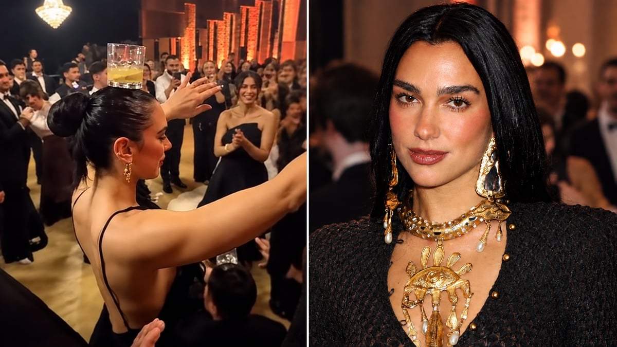 Dua Lipa başında stəkanla rəqs etdi Dua Lipa başında stəkanla rəqs etdi