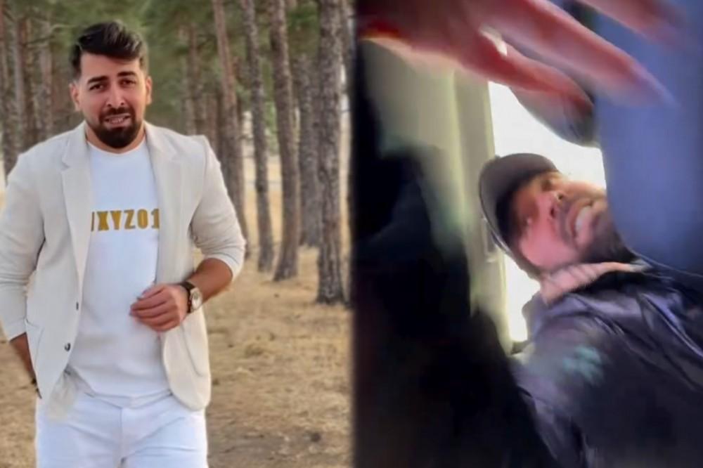 Rəqqas Nicat maşında xanımını döydü