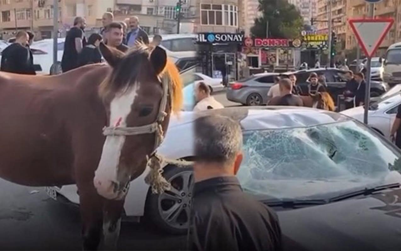 Bakıda maşın atla toqquşdu
