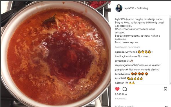 Leyla Əliyeva Mehriban Əliyevanın bişirdiyi yeməklərin fotolarını paylaşdı
