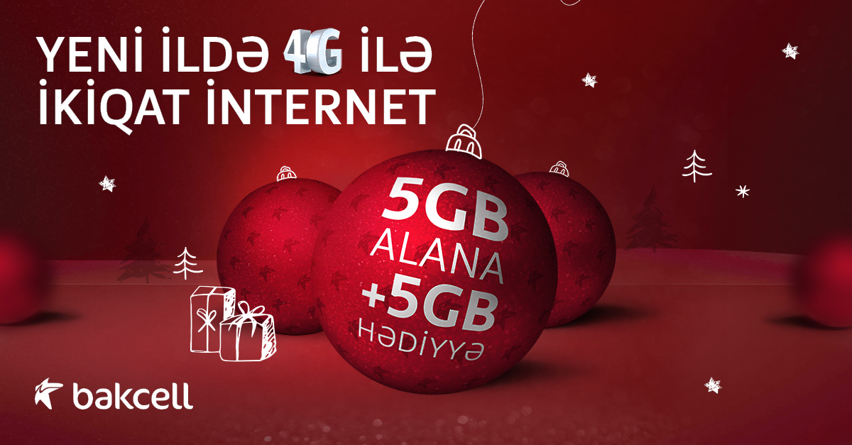 “Bakcell”dən möhtəşəm Yeni İl hədiyyəsi: 20 qiqabayta qədər pulsuz İnternet