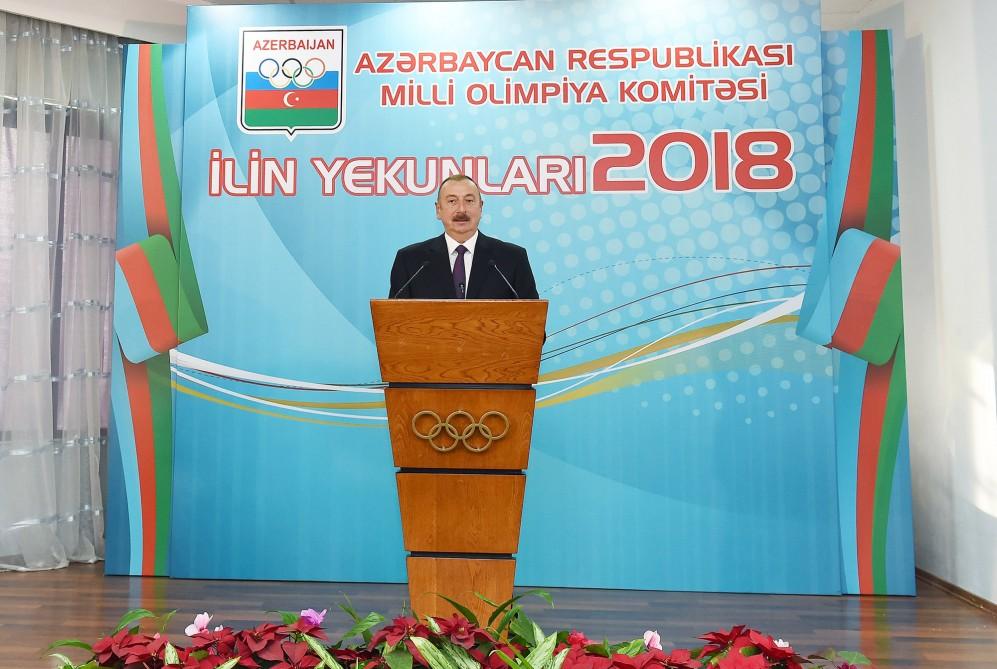 İlham Əliyev 2018-ci ilin idman yekunlarına həsr olunan mərasimdə iştirak etdi