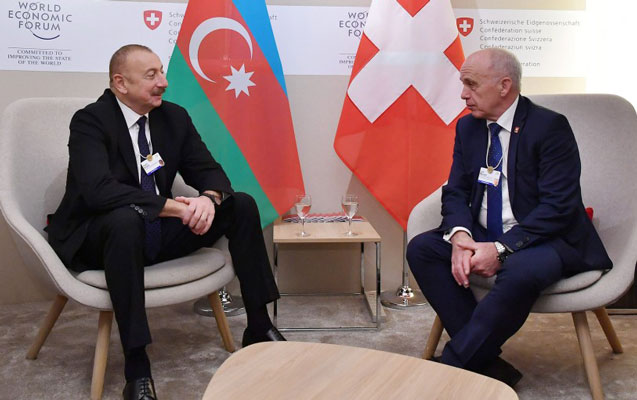 Əliyev İsveçrə prezidenti ilə görüşdü - Foto