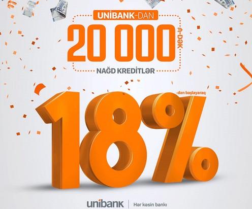 “Unibank” 18%-dən başlayan kredit təklif edir