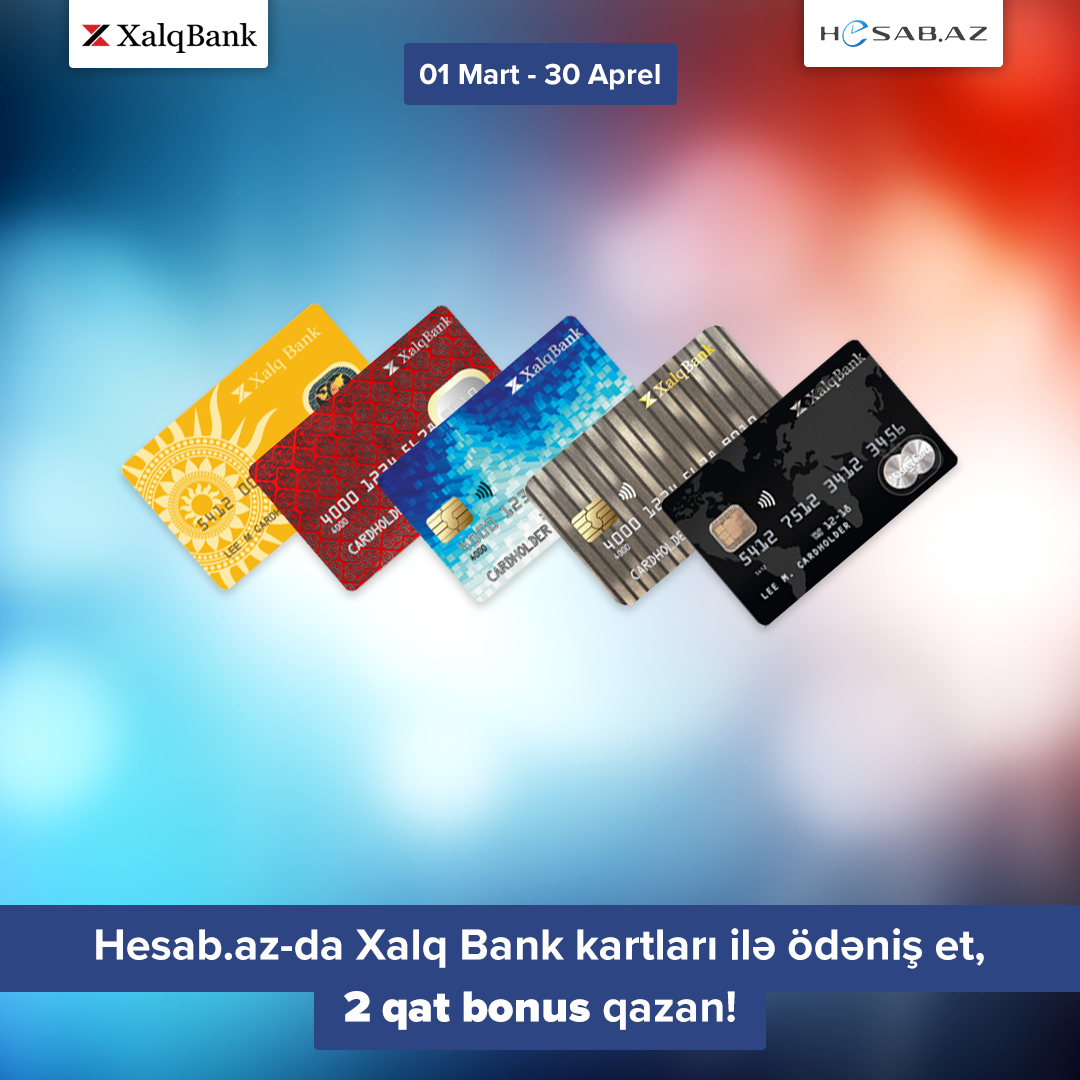 Xalq Bankın plastik kartları hesab.az-da ikiqat bonus qazandırır